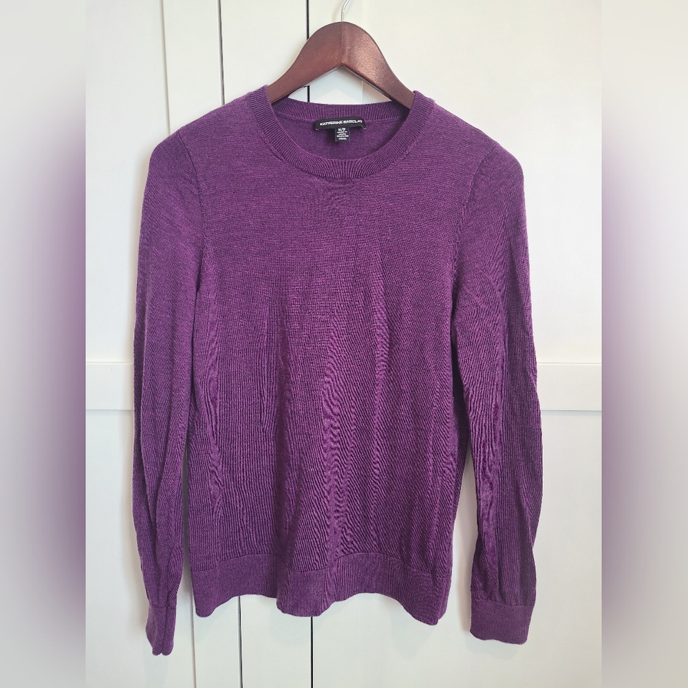 Katherine Barclay women's 100% merino lightweight sweater, purple, medium